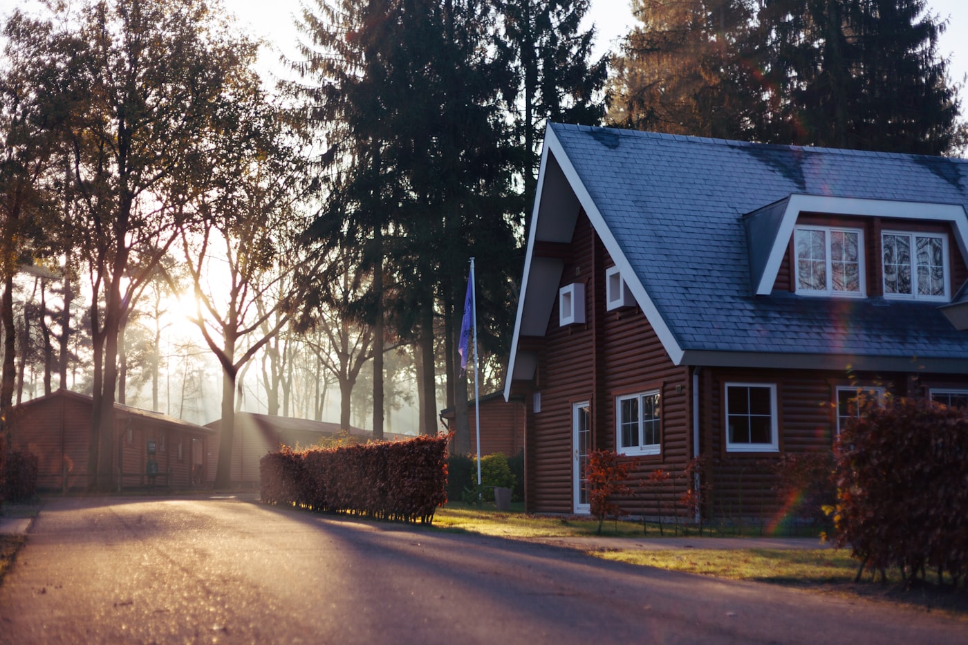 Morning light on a residential street of family homes